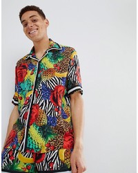 Jaded London Revere Shirt In Tropical Print