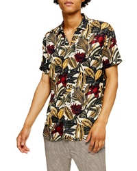 Topman Slim Fit Floral Short Sleeve Button Up Shirt