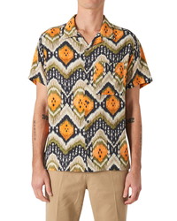 Neuw Soul Geo Print Short Sleeve Button Up Camp Shirt