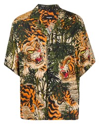 DSQUARED2 Tiger Bamboo Print Bowling Shirt