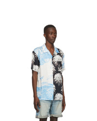 DOUBLE RAINBOUU White And Black Space Kingdom Hawaiian Short Sleeve Shirt