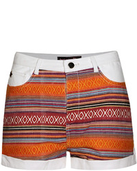 Boohoo Boutique Samia Pvc And Aztec Stripe Shorts