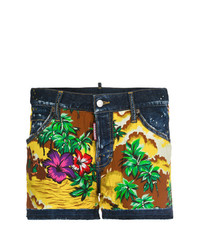 Dsquared2 Hawaiian Print Denim Shorts