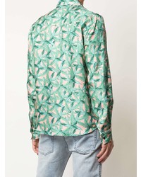 Amiri Banana Leaf Satin Pajama Shirt