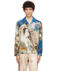 Serapis Blue Silk Sea Waste Shirt