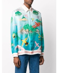 Casablanca Hummingbird Print Silk Shirt