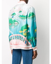 Casablanca Hummingbird Print Silk Shirt