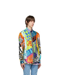 Versace Multicolor Silk Collage Shirt