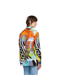 Versace Multicolor Silk Collage Shirt