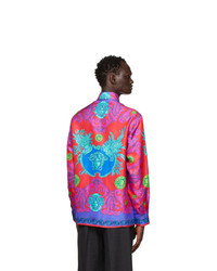 Versace Purple And Red Silk Medusa Trionfo Shirt