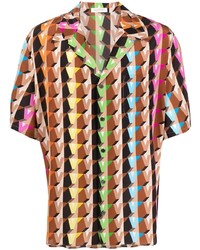 Valentino Geometric Monogram Print Silk Shirt