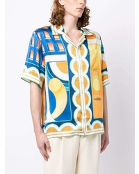 Casablanca Graphic Print Silk Short Sleeve Shirt