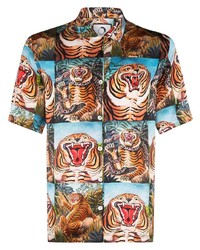 Endless Joy Tiger Print Silk Shirt