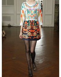 Choies Jacquard Floral Mirror Printed Dress