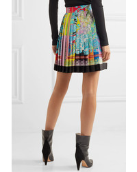 Versace Pleated Printed Silk Twill Mini Skirt