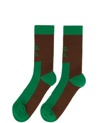 S.R. STUDIO. LA. CA. Green And Brown Contrast Socks
