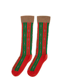 Gucci Green And Red Chain Socks
