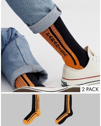 ASOS DESIGN Sports Socks In Neon Orange With Paradise Slogan