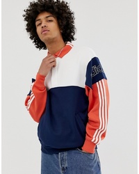adidas Originals Rugby Sweatshirt With Three Stripes In Navy And White Dv3146