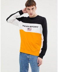 Penn Sport Sweatshirt In Yellow With Block Panels