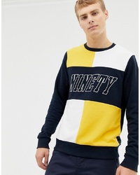 Burton Menswear Sweatshirt With Ninety Print In Yellow And Navy