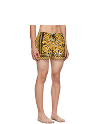 Versace Underwear Gold And Black Borocco Swim Shorts