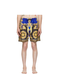 Versace Underwear Gold And Blue Le Pop Classique Swim Shorts