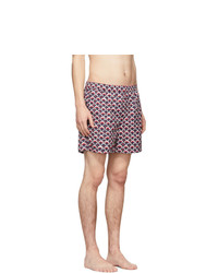 Valentino Navy And Red Scale Swim Shorts