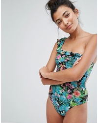 Bershka Tropical Printed Swimsuit