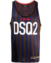 DSQUARED2 Logo Print Striped Basketball Tank Top