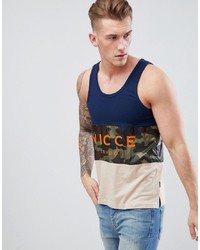 Nicce London Nicce Racer Back Vest With Camo Panel