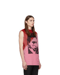 Raf Simons Pink And Red Multilayered T Shirt