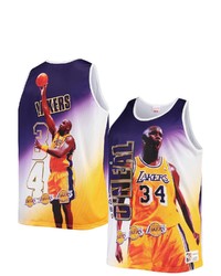 Mitchell & Ness Shaquille Oneal Black Los Angeles Lakers Big Tall Retired Player Mesh Tank Top