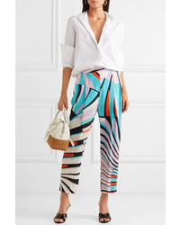 Emilio Pucci Cropped Printed Silk De Chine Tapered Pants