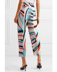 Emilio Pucci Cropped Printed Silk De Chine Tapered Pants