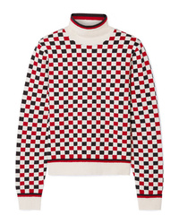 Gucci Checked Wool Blend And Terry Turtleneck Sweater