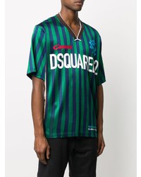 DSQUARED2 Logo Print Striped Football Jersey Top