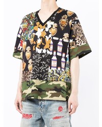 Dolce & Gabbana Mix Print V Neck T Shirt