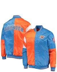 STARTE R Orangeblue Oklahoma City Thunder 75th Anniversary Leader Color Block Satin Full Snap Jacket At Nordstrom