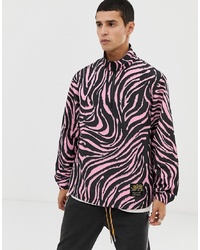 Tiger of Sweden Jeans Overhead Hooded Tiger Print Jacket In Pink