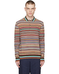 Multi colored Print Wool Polo Neck Sweater