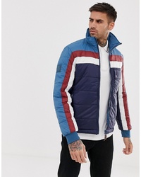 Pretty Green Reversible Quilted Zip Through Jacket In Blue
