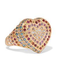 Carolina Bucci Heart 18 Karat Gold Multi Stone Ring