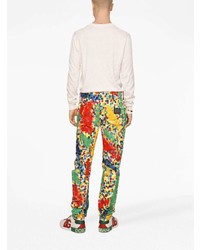 Dolce & Gabbana Ripped Detail Painterly Print Jeans