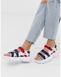 Fila Red White And Blue Disruptor Sandals