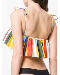 Tory Burch Balloon Stripe Ruffled Bikini Top