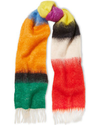 Loewe Fringed Mohair And Wool Blend Scarf Red