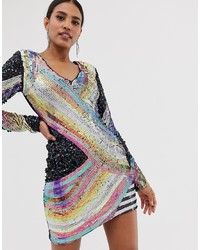 A Star Is Born Sequin Mini Dress In Multicoloured Pattern