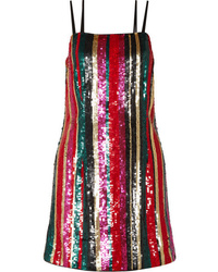 Haney Elektra Striped Sequined Tulle Mini Dress