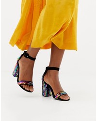 Multi colored Sequin Heeled Sandals